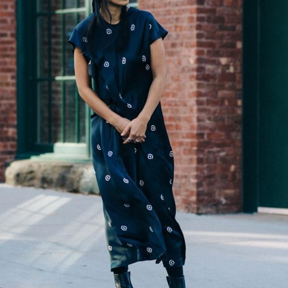 NWTF Roucha Navy bias dress